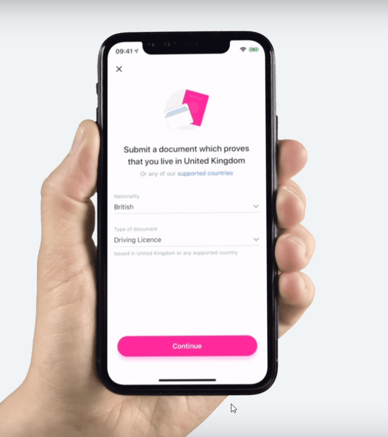 Revolut Signup process: How to verify my identity select ID document, passport, driver license