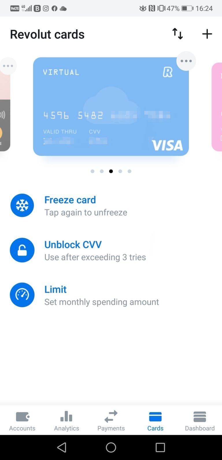 Revolut disposable card security. Available in all Revolut plans.