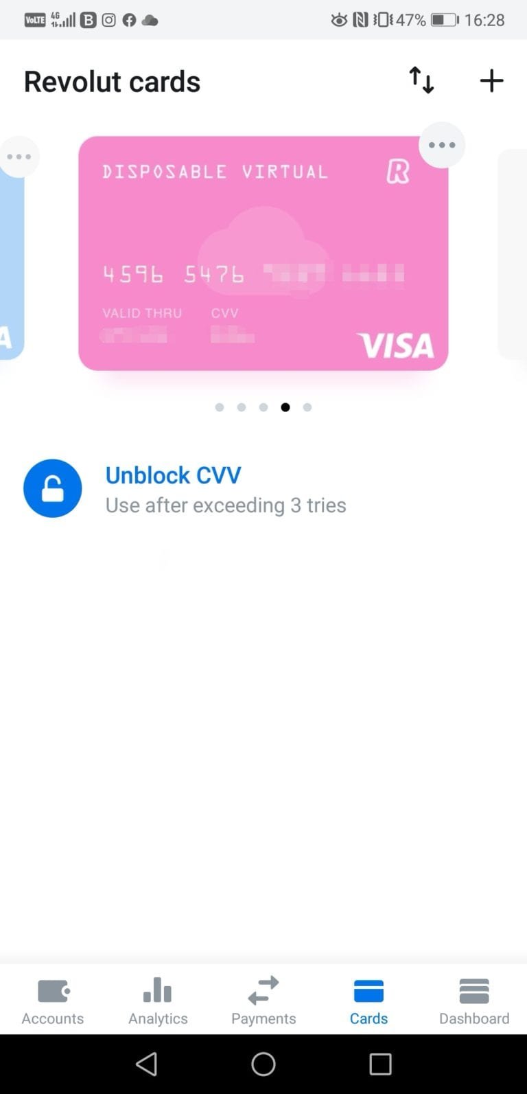 Revolut virtual disposable card. the number change after one transaction