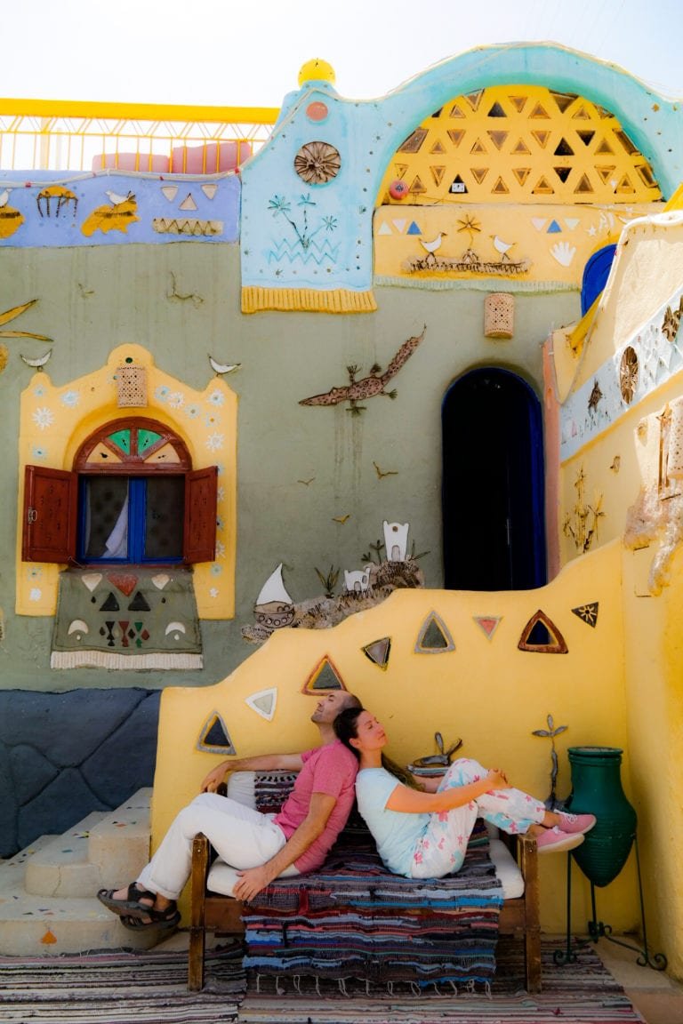 egypt travel guide, nubian village, relax at the colorfull houses