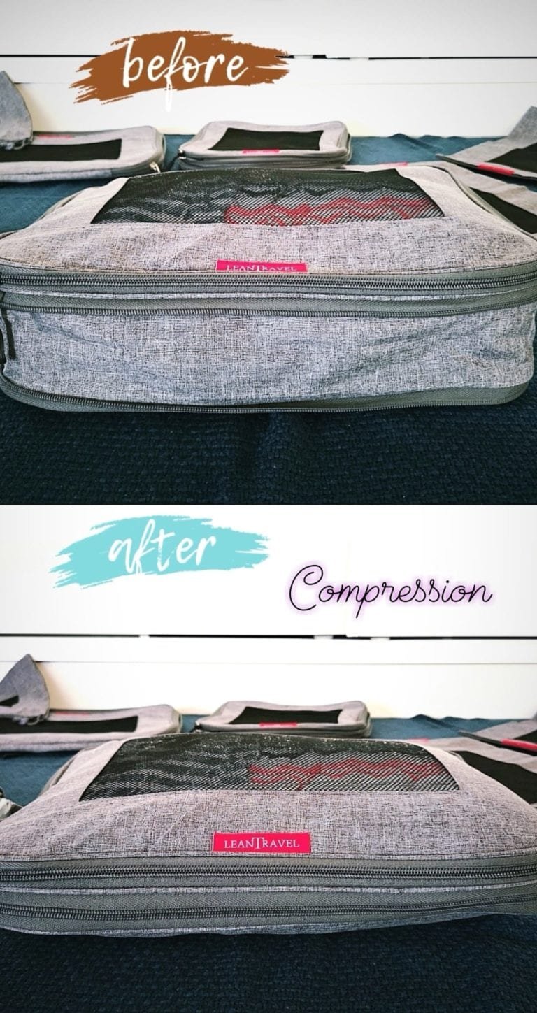 A must be on your holiday packing list: Lean Travel Compression Packing Cubes - Use them when traveling or in holiday to gain space in your luggage