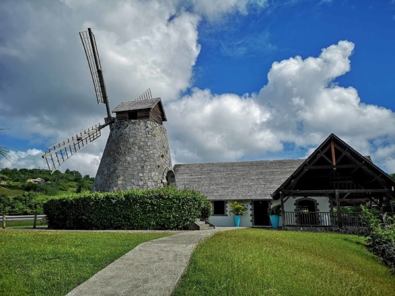 Martinique Rum Trois Rivieres windmill and shop